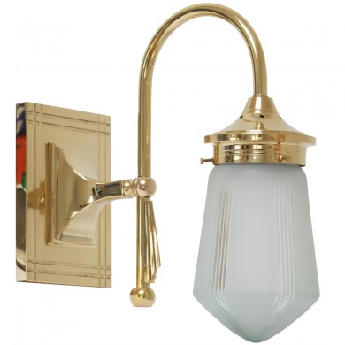 Art Déco-Applique mit Dekorschliffglas ALTO ADIGE I von Art Nouveau Lamps, Bild 1: Art Déco-Applique mit Dekorschliffglas ALTO ADIGE I, Messing poliert