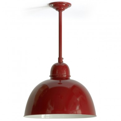 KEHL Gewölbte Rohr-Pendelleuchte im traditionellen Industriestil Ø 25–50 cm von Bolich, Bild 1: Die Stab-Pendelleuchte KEHL (Ø 350 mm), Pendelrohr 25 cm, in RAL 3003 Rubinrot