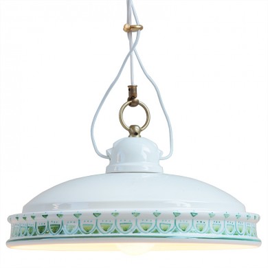 DELFT Pendelleuchte oder Zugpendelleuchte aus Keramik von Aldo Bernardi, Bild 1: Pendelleuchte Delft aus Keramik: Kleine Ausführung (bitte anfragen) mit Dekor 07 