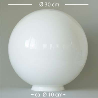 Glaskugel Ø 30 cm in opalweiß mit Ø 10 cm-Anschluss von Collectie Art Déco, Bild 1: Opalweiß: Glaskugel Ø 30 cm mit Ø 10 cm-Anschluss