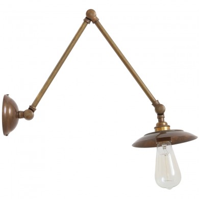 Gelenk-Wandleuchte mit kleinem Tellerschirm von Aire Lighting, Bild 1: Gelenk-Wandleuchte mit kleinem Tellerschirm in Altmessing mit Wolframfadenbirne