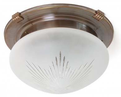 Jugendstil-Deckenleuchte NEW YORK 40 cm von Art Nouveau Lamps, Bild 1: Die Jugendstil-Deckenleuchte Ø 40cm, Ausführung mit Sternschliff-Glasdekor, Messing antik patiniert