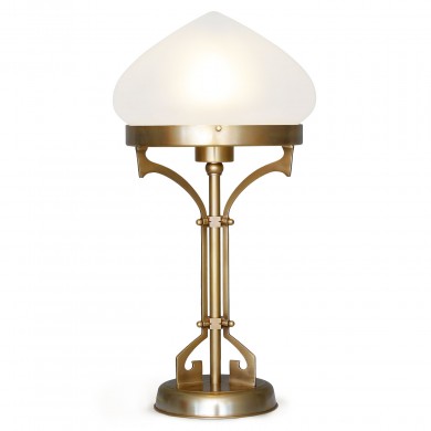 Jugendstil-Replik: Pilz-Tischleuchte PANNONIA von Art Nouveau Lamps, Bild 1: Die schlichte Jugendstil-Tischleuchte, hier in Messing antik handpatiniert (ohne Dekorschliff)