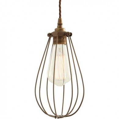 Pendel-Industrieleuchte mit Schutzkäfig WORKS von Aire Lighting, Bild 1: Die Käfig-Pendelleuchte mit Schutzgitter, hier in „pulverbeschichtet bronze“