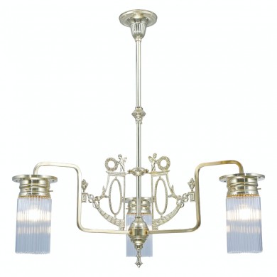 Stile Floreale-Kristallglasleuchter VENEZIA CH I-3 von Art Nouveau Lamps, Bild 1: Modell in poliertem Messing