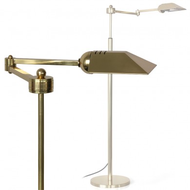 NOMO Französische Messing-Stehlampe von Atelier Lumin'Art, Bild 1: Die französische Stehlampe NOMO (hier Messing poliert) ist dank schwenkbarem Ausleger eine ideale Lese-Leuchte
