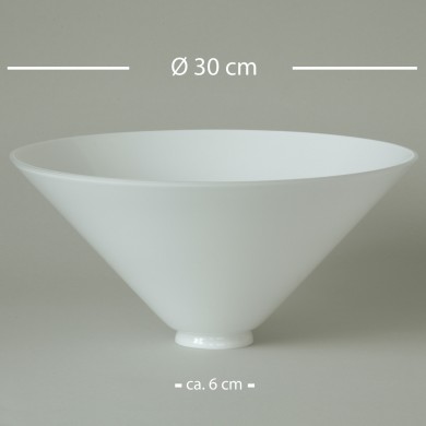 Schusterglas: Ersatzglas Ø 30 cm in opalweiß mit Ø 6 cm-Anschluss von Collectie Art Déco, Bild 1: Opalweiß: Schusterglas Ø 30 cm mit Ø 6 cm Anschluss