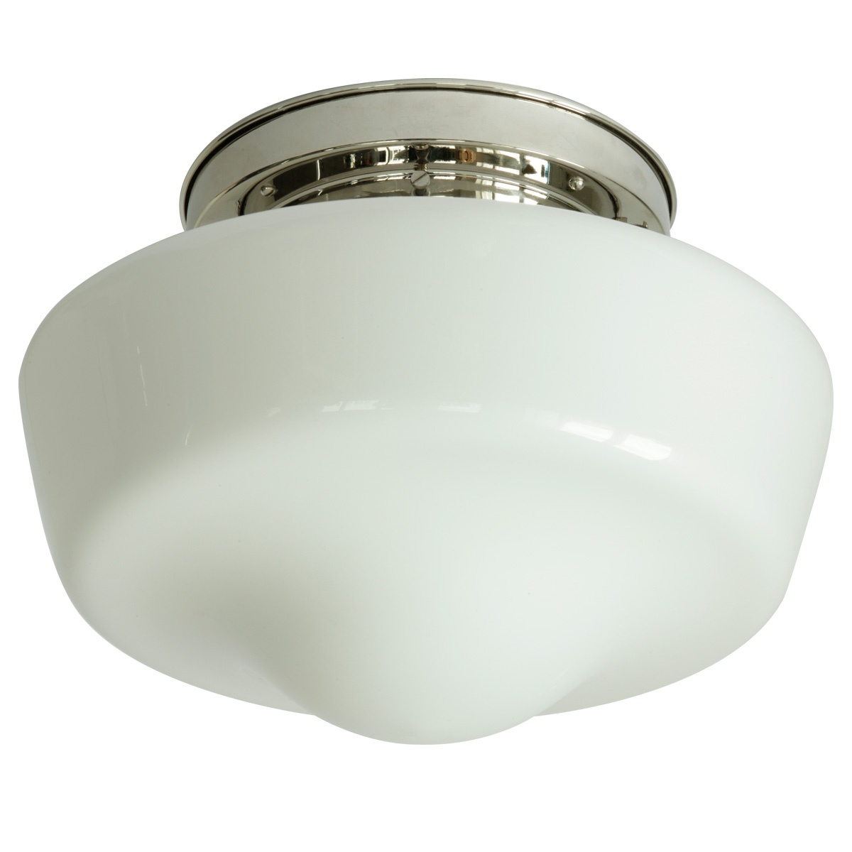 Art Deco Schoolhouse Ceiling Light With Domed Opal Glass Casa Lumi