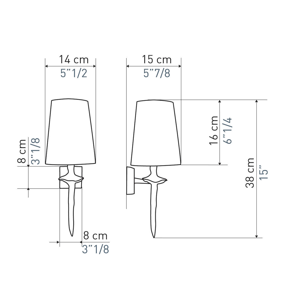 Bronze-Wandleuchte MANCHA 38 mit Textilschirm - Casa Lumi
