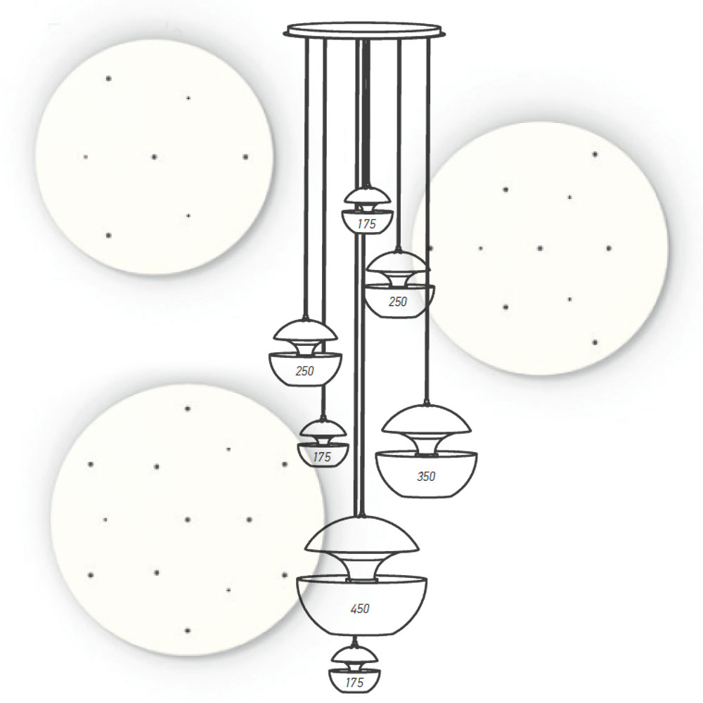 Deckenplatte zur Kaskaden-Aufhängung für HERE COMES THE SUN - Casa Lumi