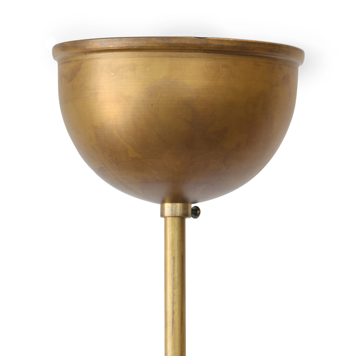 Schwedische Glaskugel-Deckenleuchte am kurzen Messing-Stab Ø 25/30 cm