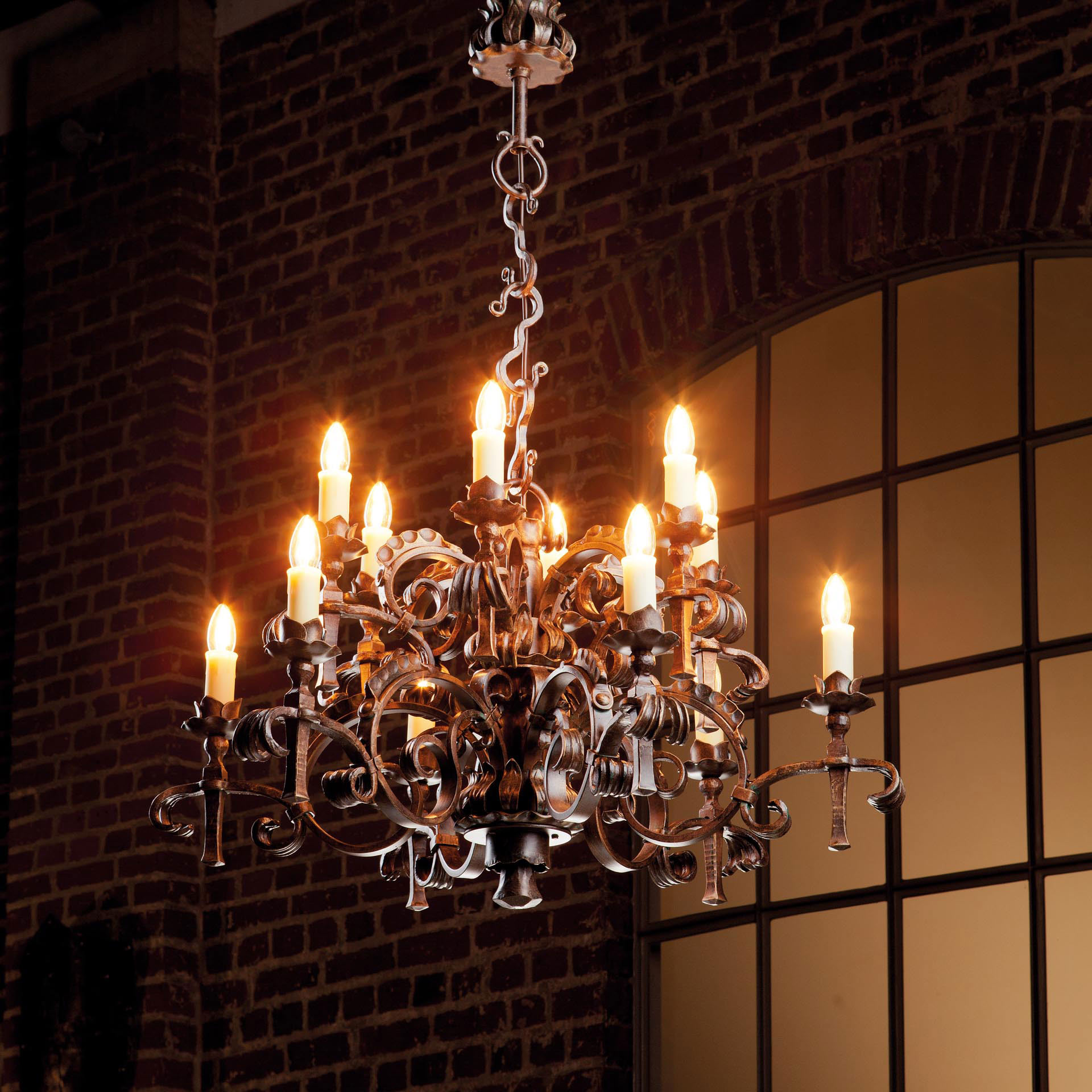 Wrought Iron Chandelier With 6 Or 12 Light Sources Casa Lumi