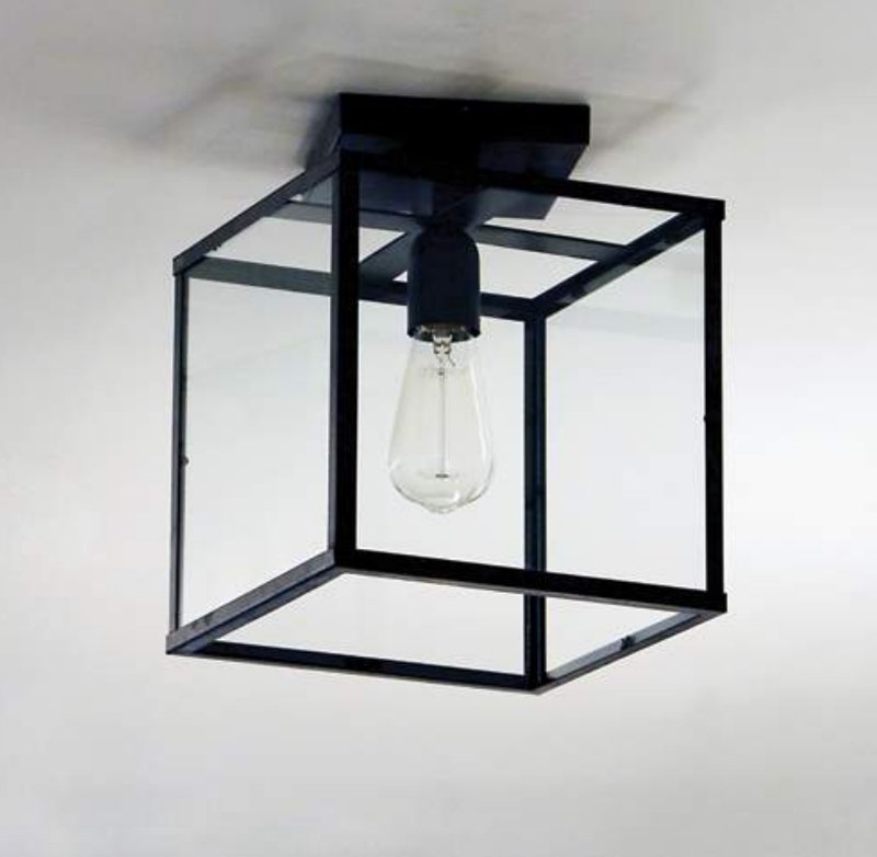 Vitrine Small Glass Box Ceiling Light Casa Lumi - Black Square Glass Ceiling Light