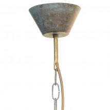 Rustikale Esstisch-Hängelampe aus patiniertem Messing von Atelier Lumin'Art, Bild 4: Lieferung mit Kette und Baldachin
