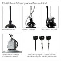 SIEGEN Industrie-Hängeleuchte mit Breitzylinder von Bolich, Bild 3: Die erhältlichen Aufhängungsarten