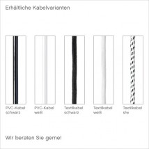 ULM Ring II Zweiflammige Hängeleuchte von Bolich, Bild 4: Die erhältlichen Kabelvarianten