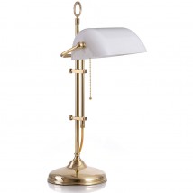 Klassische Schreibtischlampe: Bankerlampe mit rundem Sockel