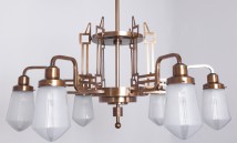Großer Art Déco-Hängeleuchter sechsarmig von Art Nouveau Lamps, Bild 7