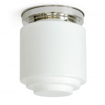 Deckenleuchte mit schlankem gestuften Opal-Zylinderglas Ø 16/22 cm