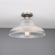 Deckenleuchte mit nostalgischem Holophanglas-Schirm Ø 30 cm von Aire Lighting, Bild 17: Alt-silbern patiniert