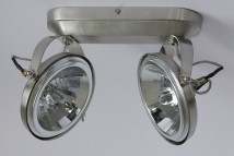 Rustikaler Doppel-Strahler CENT an Deckenleiste von Authent, Bild 5: Nostalgischer Doppel-Strahler, hier Nickel satiniert (mit Halogen-Leuchtmitteln)