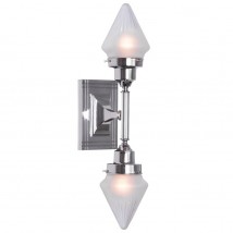Doppel-Wandleuchte mit spitzen Gläsern im Art Déco-Stil