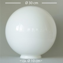 Glaskugel Ø 30 cm in opalweiß mit Ø 10 cm-Anschluss
