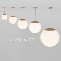 Hochwertige Kugel-Pendelleuchte mit opalem Glas, Ø 20 bis 60(!) cm von Schwung Home, Bild 15: Die exklusiven Opalglas-Kugelleuchten gibt es mit 20 bis 60 cm(!) Durchmesser (50 und 60 cm als separater Artikel)