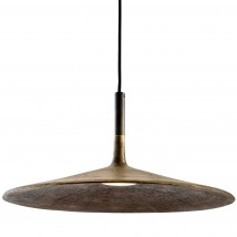 Flache LED-Pendelleuchte FLOEN mit rauher Bronze-Patina