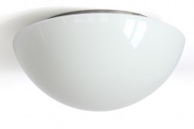 Klassische, flach gewölbte Glas-Deckenlampe Ø 26 cm von Jugendstil-Leuchtenwerkstatt, Bild 3: Deckenleuchte Ausführung „Nickel matt“