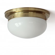Klassische Messing-Deckenleuchte mit Opalglas-Haube, Ø 29 cm