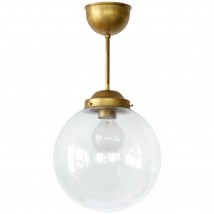 Schwedische Glaskugel-Deckenleuchte am kurzen Messing-Stab Ø 25/30 cm