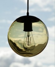 Kugel-Pendelleuchte mit gefärbtem oder klarem Glas Ø 22 cm von Glashütte Krakau, Bild 16: Bernstein-braun gefärbte Glaskugel (transparent)