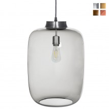Large pendant luminaire with hand-blown colored glass