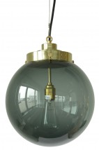 Kugel-Hängeleuchten mit Rauchglas in drei Größen von Original BTC, Bild 7: Schwarzglas-Kugellampe von BTC, mittleres Modell Ø 30 cm, FP541, Messing poliert