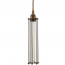 Lange Industriestil-Pendelleuchte mit Schutzkäfig, 36 cm
