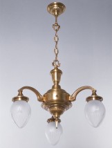 3-armige Pendelleuchte in grafischem Jugendstil PRESSBURG CH-3 von Art Nouveau Lamps, Bild 16: Der Jugenstil-Leuchter in Messing antik patiniert