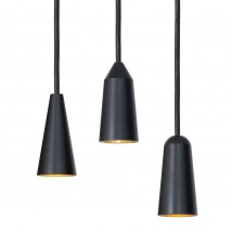 Sehr kleine Messing-Hängeleuchte BLACK MASSIV aus Schweden (Ø 5 cm)