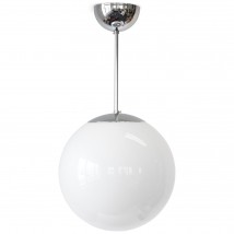 Verchromte Kugel-Deckenleuchte GLOBO mit weißem Glas von KH Verkstad, Bild 6: Modell 3 mit weißer 30 cm-Glaskugel, glänzend