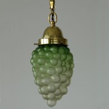 Antike Pendelleuchte mit Weintrauben-Glas, um 1900 – VERKAUFT