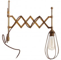 Nostalgische Messing-Scherenlampe mit Käfig