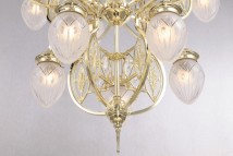 Großer Jugendstil-Kronleuchter mit Tropfengläsern PANNONIA CH-15 von Art Nouveau Lamps, Bild 13