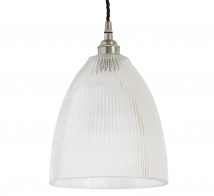 Pendant lamp with cup-shaped holophane glass