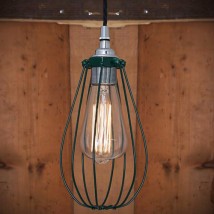 Pendel-Industrieleuchte mit Schutzkäfig WORKS von Aire Lighting, Bild 10: Mit Käfig pulverlackiert in „Racing Green“