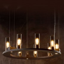 Blickfang: Ring-Hängeleuchter mit Rauchglas-Zylindern