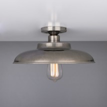 Flache Industrie-Deckenleuchte Ø 32 cm von Aire Lighting, Bild 7: Die flache Industrie-Deckenlampe in der Ausführung Alt-silbern patiniert