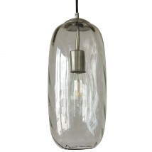 Slim pendant luminaire with structured glass body, also colored