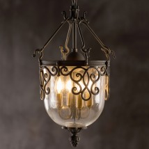 Exklusive Hängeleuchte mit Glas und geschmiedeten Ornamenten