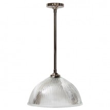 Elegante Stab-Pendelleuchte mit prismatischer Glasschale