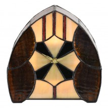 Kleine Tischleuchte aus Tiffanyglas mit integrierter Uhr